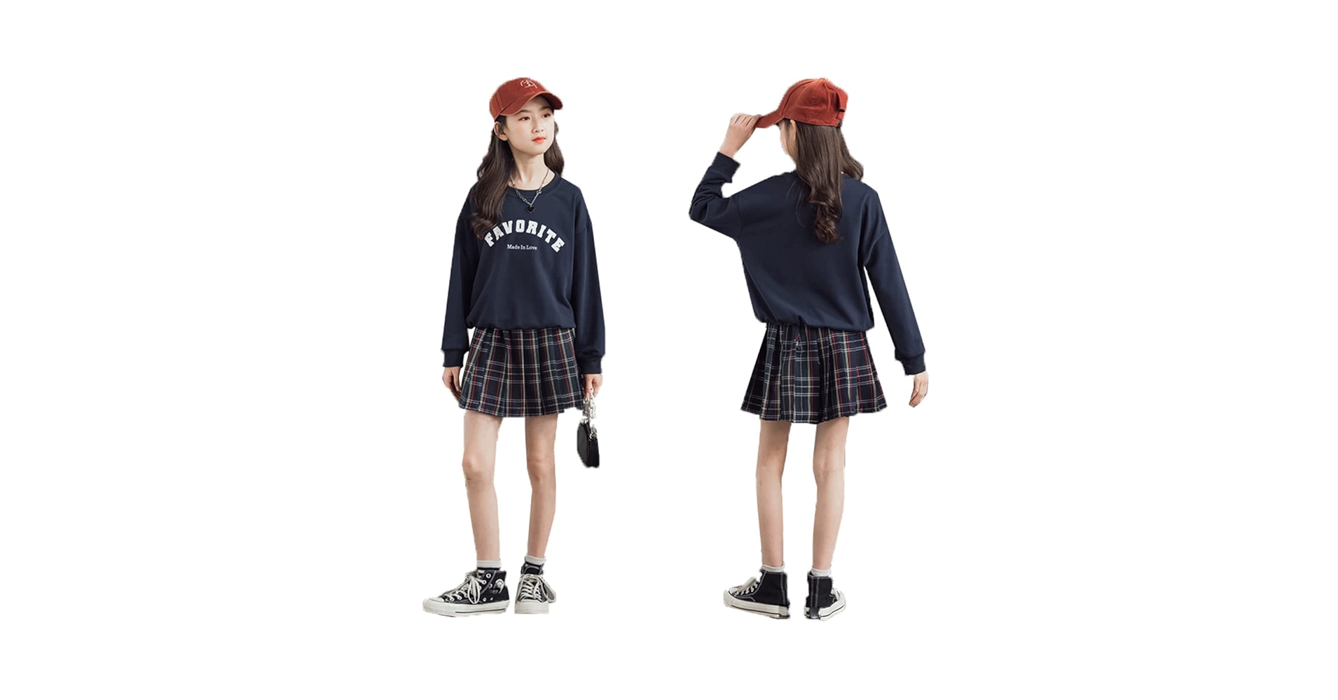 Amazon | [LXIGAFFU] 春秋 パーカー チェック柄 スカート 2点